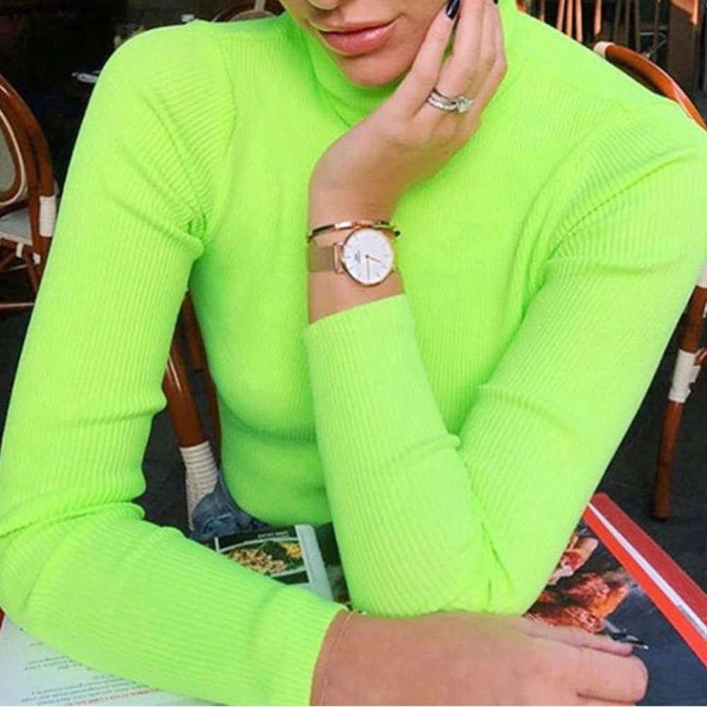 Long Sleeve Turtleneck - Neon Green